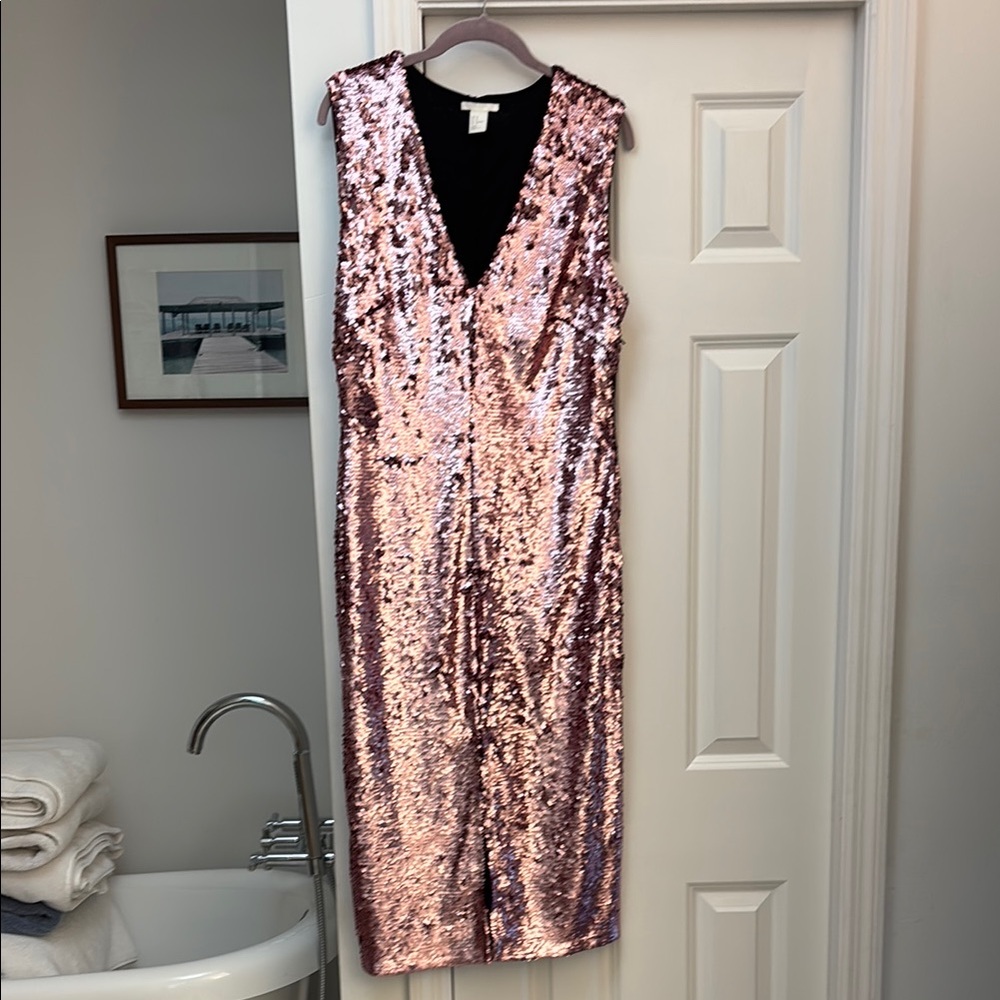 Pink Sequin Sleeveless Dress